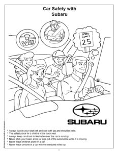 Car Safety with Subaru Coloring Page