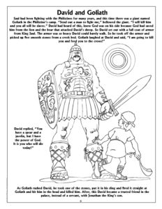 David and Goliath Coloring Page Super Heroes of the Bible