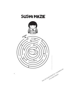Sushi Sake Kids Menu Coloring and Activity Page: Maze