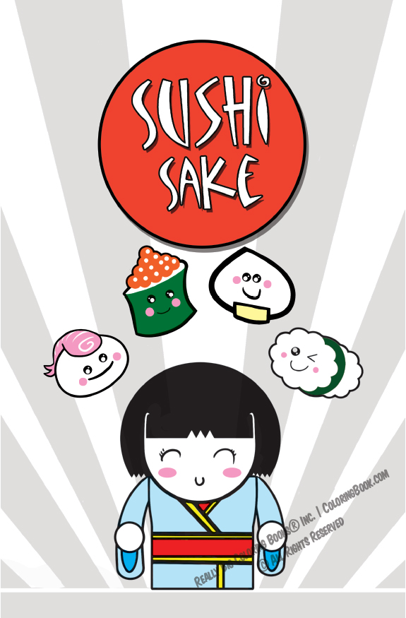Sushi Sake Kids Menu Coloring and Activity Book