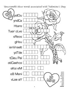 Valentines Word Unscramble Activity Page