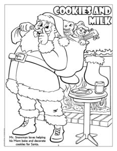 Santa Cookies and Milk Coloring Page