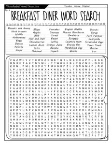 Breakfast Word Search Activity Page