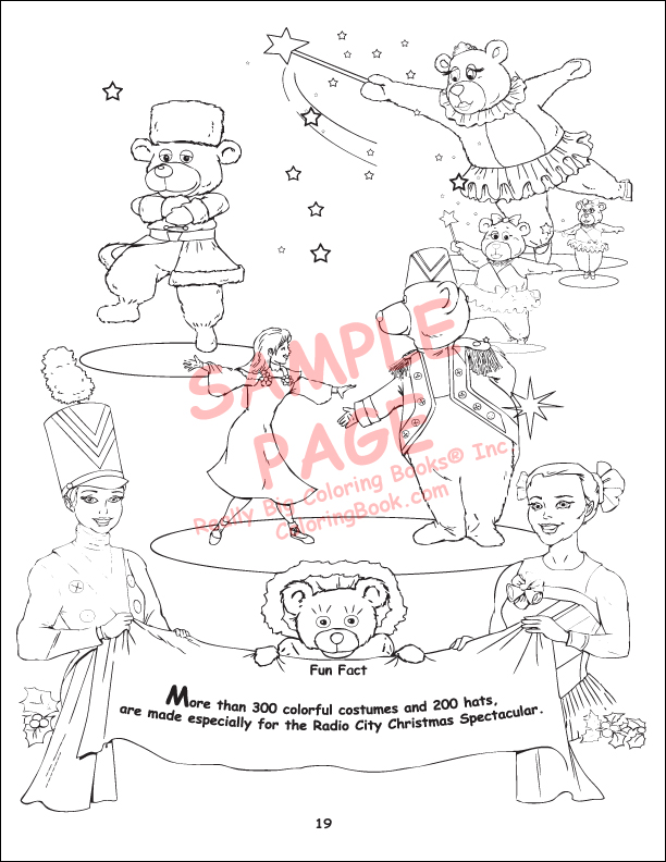 Radio City Christmas Spectacular Coloring Page: More than 300 colorful costumes and 200 hats, are made especially for the Radio City Christmas Spectacular.