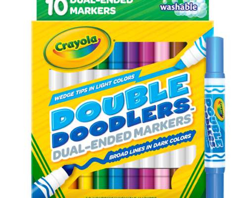 Give yourself double the variety in a single marker with Crayola Double Doodlers. These Double Ended Markers have a broad line tip with a dark color on one end and a chisel tip with a light color on the other end.