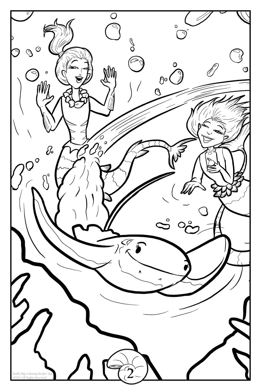 Mermaid and Stingray Coloring Page Mermaids Really Big Coloring Book