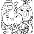 Veggie Strong Garlic and Onions Coloring Page