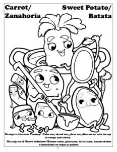Veggie Strong Carrots and Sweet Potato Coloring Page