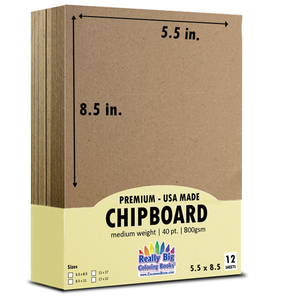 5.5 x 8.5 Chipboard 12 Pack
