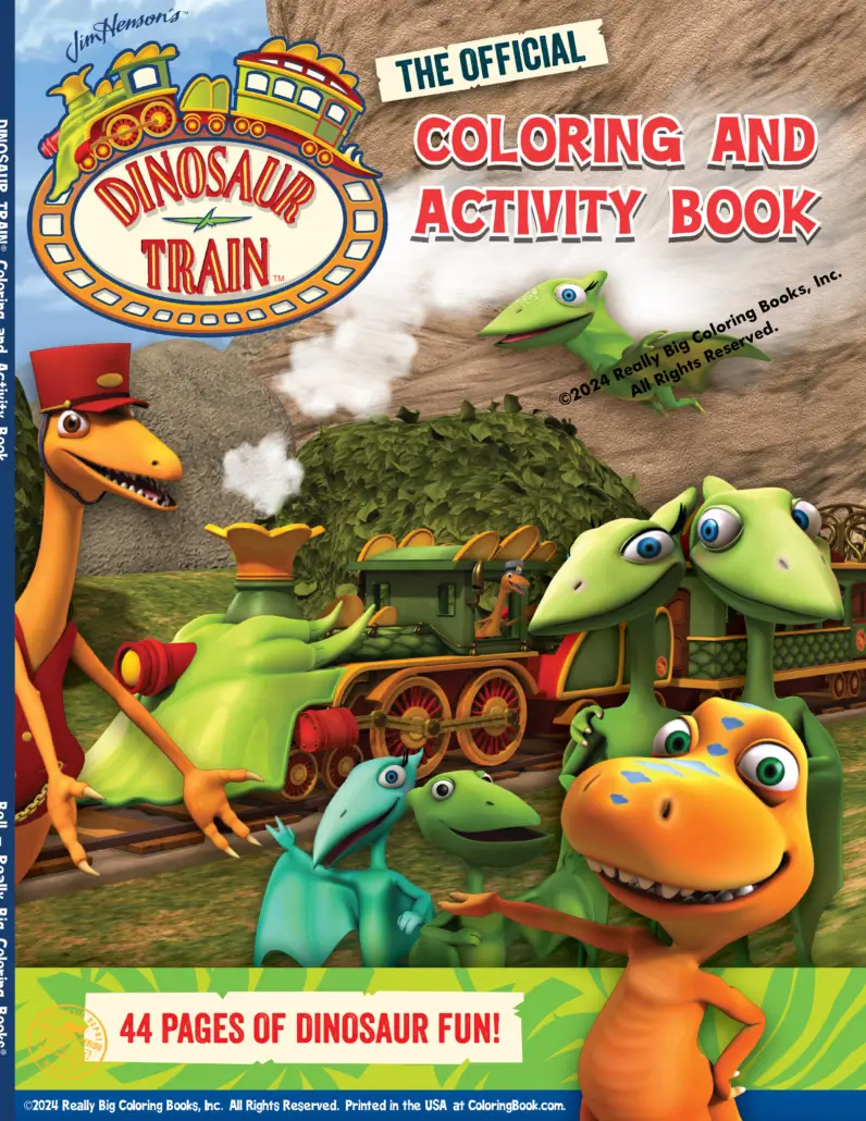 “Dinosaur Train” Coloring Book embraces and celebrates the fascination that preschoolers have with both dinosaurs and trains. Kids can join Buddy and his adoptive Pteranodon family on a whimsical voyage through prehistoric jungles, swamps, volcanoes and oceans, as they unearth basic concepts in life science, natural history and paleontology.
