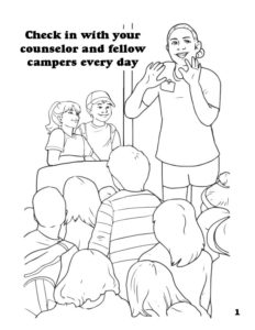 Camping Coloring Page - Checking in with Counselor