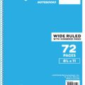 Wide Ruled Blue Notebook with 72 Pages