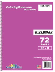 Wide Ruled Purple Notebooks with 72 Pages