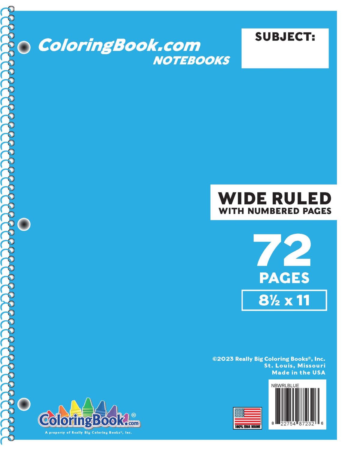 Subject Wide Ruled Blue Notebook Wide Ruled Blue Notebook 72 Pages - ColoringBook.com | Really Big ...