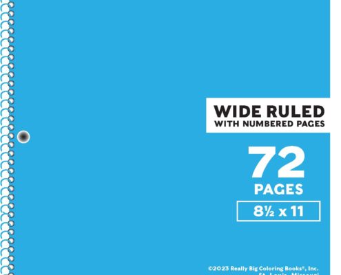 Wide Ruled Blue Notebook with 72 Pages