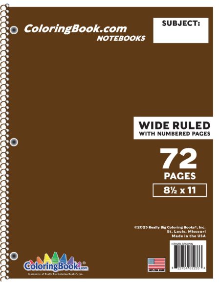 Wide Ruled Brown Notebook with 72 Pages