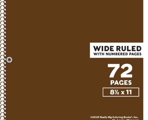Wide Ruled Brown Notebook with 72 Pages