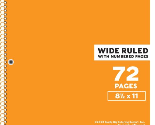 Wide Ruled Orange Notebooks with 72 Pages