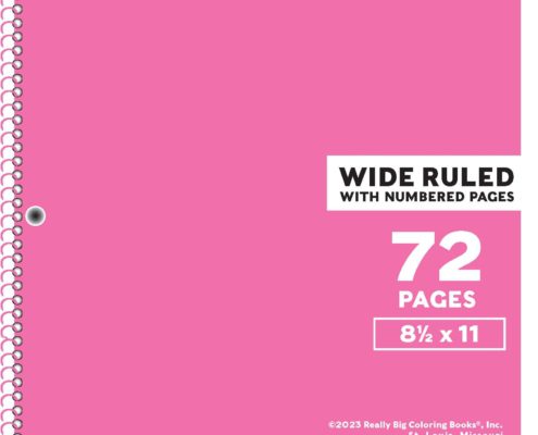 Wide Ruled Pink Notebooks with 72 Pages