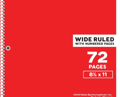 Wide Ruled Red Notebooks with 72 Pages