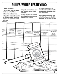 Office of the Fulton County District Attorney Fani T. Willis. Rules While Testifying Coloring Page