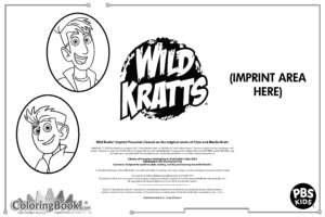 Wild Kratts Imprint Placemat: Color with the Kratt Brothers and their animal friends. Back.