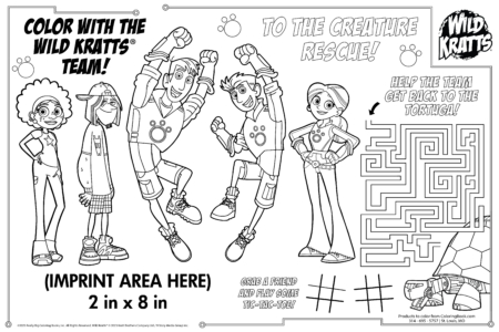 Color with the Wild Kratts Team, to the Creature Rescue Placemat