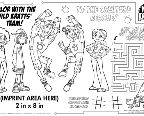 Color with the Wild Kratts Team, to the Creature Rescue Placemat