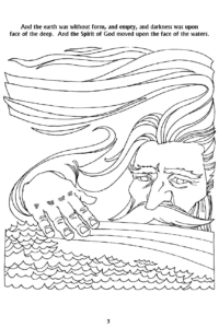 Story of Creation Coloring Page: And the Spirit of God Moved upon the face of the waters.