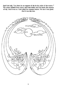 Story of Creation Coloring Page: "Let the be an expanse of sky in the midst of the waters."