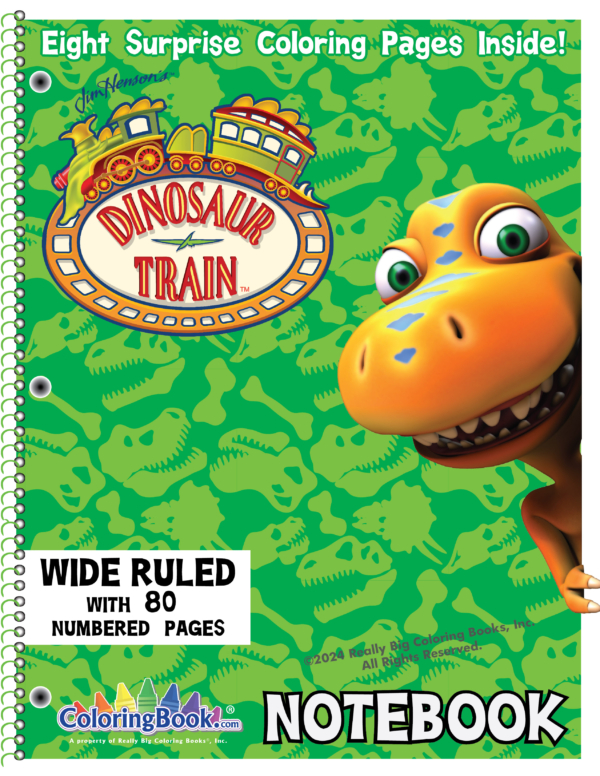 The Jim Henson Company Dinosaur Train Wide Ruled  Notebook with 80 Numbered Pages.