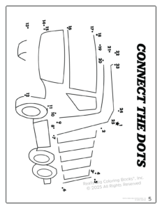Dump Truck Imprint Coloring Book Connect the Dots.