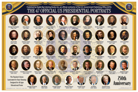 Ideal for classrooms, office buildings, bedrooms, government offices, study spaces—designed for educators and students learning about U.S. history and government. Designed with teachers and educators in mind to study and learn about the executive branch.
