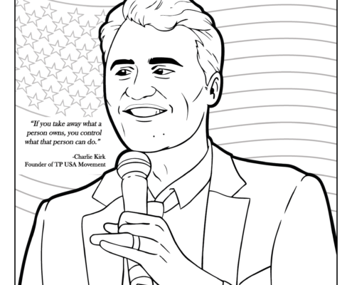 Charlie Kirk complimentary Coloring Page.