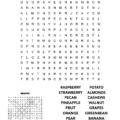Nuts Fruits Veggies Word Search