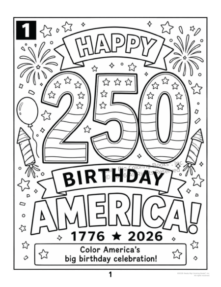 America's 250th Anniversary Coloring Book Page 1