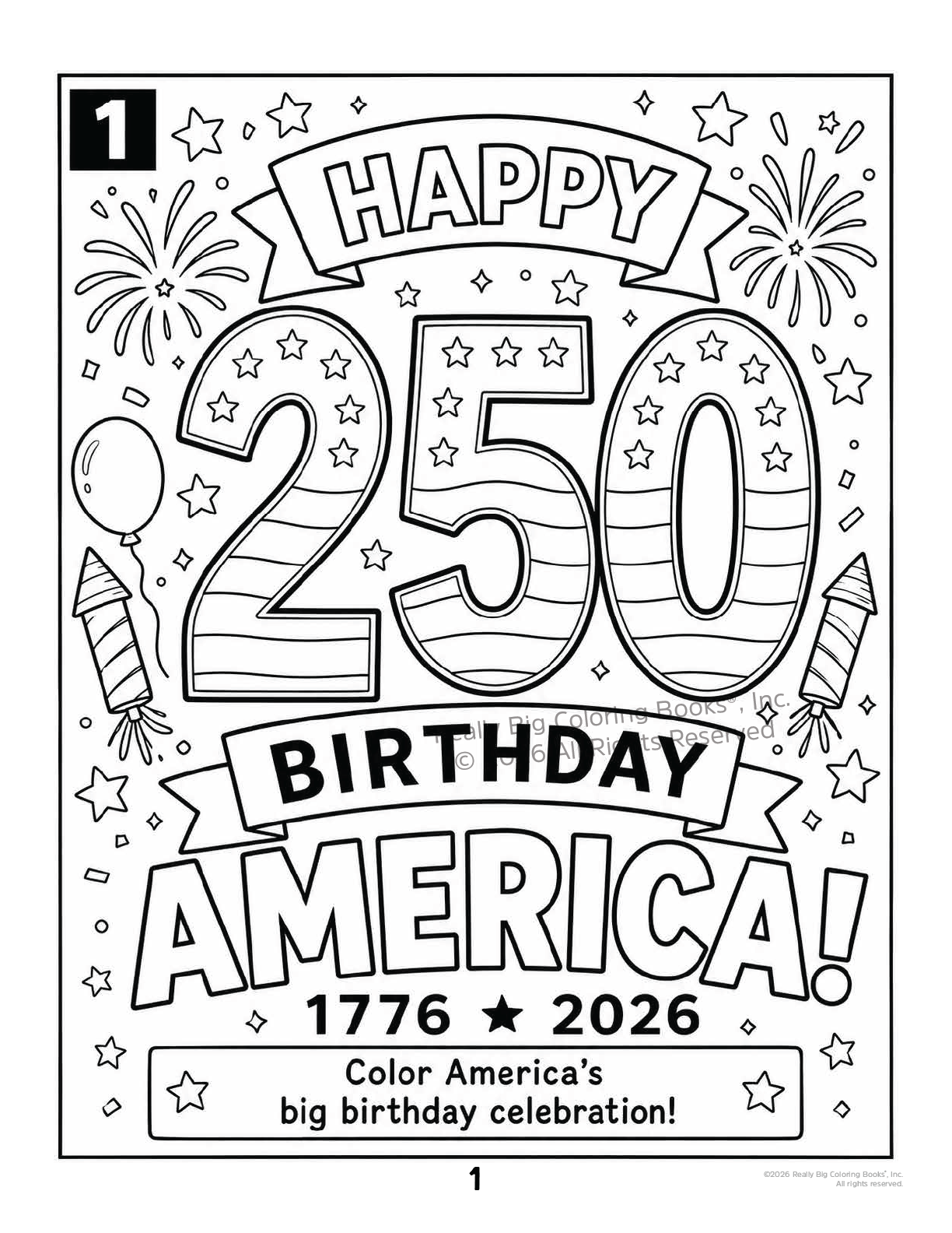America's 250th Anniversary Coloring Book Page 1