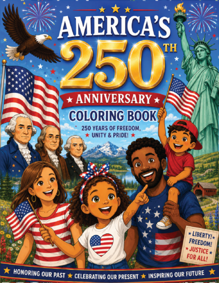America's 250th Anniversary Coloring Book Front Cover