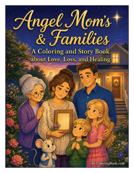 Angel Moms & Families Coloring Book Front Cover