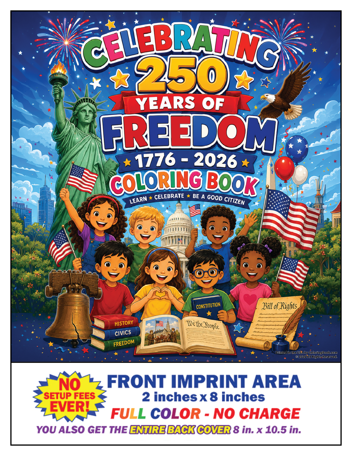 Celebrating 250 Years of Freedom in America Imprint Coloring Book Front Cover