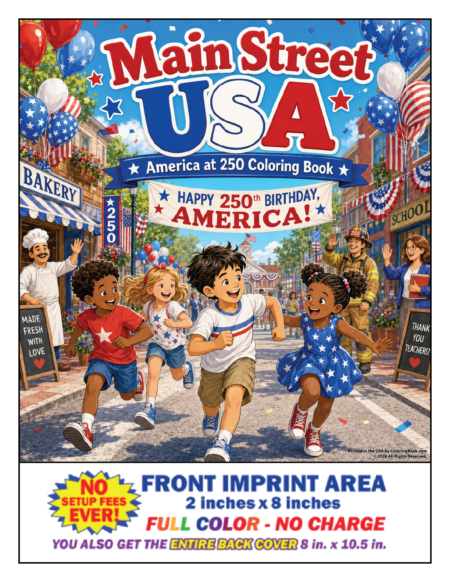 Main Street USA - America's 250th Birthday Imprint Coloring Book Front Cover