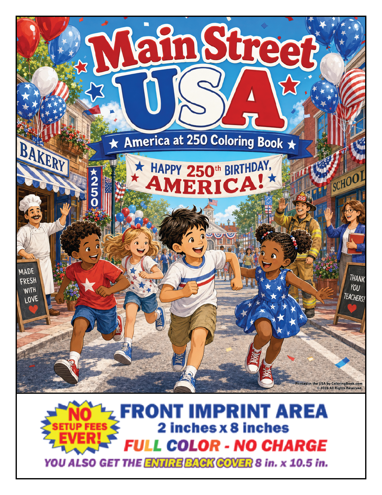 Main Street USA - America's 250th Birthday Imprint Coloring Book Front Cover