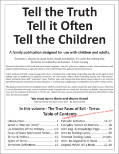 We Shall Never Forget 9/11 Coloring Book with anti-terror trading cards the True Faces of Evil Terror Vol. II