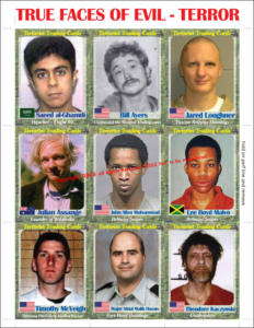 We Shall Never Forget 9/11 Coloring Book with anti-terror trading cards the True Faces of Evil Terror Vol. II