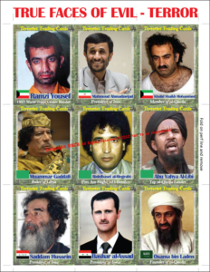We Shall Never Forget 9/11 Coloring Book with anti-terror trading cards the True Faces of Evil Terror Vol. II